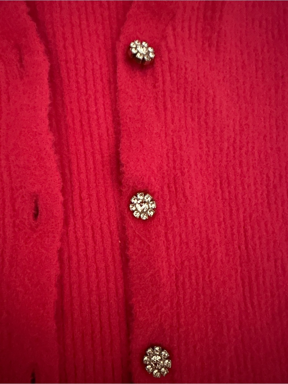 Zara Raspberry Ribbed V-Neck Cardigan with Decorative Buttons - Picture 2 of 3
